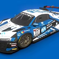 Audi R8 LMS Race Car With Blue White Livery And Sponsor Logos Number 33