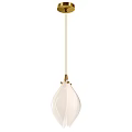 Elegant Modern White Petal Shaped Glass Pendant Lights With Gold Metal Accents