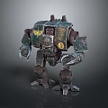 Green Brown Mech Robot Featuring Yellow Insignia Number 1 Mechanical Design Details