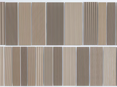 Various Wooden Wall Panels With Vertical Stripes In Neutral Color Tones 3d model