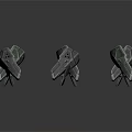 Futuristic Metallic Weapons With Sleek Design And Detailed Modern Structure