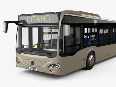 Modern Citaro Bus With Beige Exterior Large Windows And Blue Interior Seats 3d model