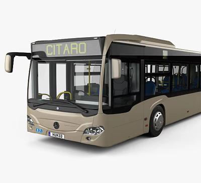 Modern Citaro Bus With Beige Exterior Large Windows And Blue Interior Seats 3d model