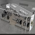 Modern Fashion Clothing Store Featuring Hanging Apparel Display Racks And Logo Sign