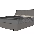 Modern Gray Double Bed With Upholstered Headboard Comforter And Pillows 3d model