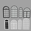 French Curved Windows French Curved Flat Windows French Floor-to-Floor Windows 3d model