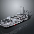 Vintage Mississippi River Steamboat Featuring Paddlewheel Design And Upper Decks