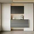 Modern Sleek Wine Cabinet Design With White And Gray Storage And Glass Doors