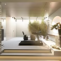 Modern Bar Area With Counter Stools Wine Racks And Decorative Plants