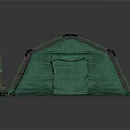 Green Tent Structure With Metal Support Frames And Open Front Entrance For Outdoor Camping Use