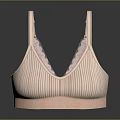 Women's Comfortable Pink Striped Bra With V Neck Lace Detail And Soft Fabric