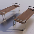 Set of Two Modern Outdoor Chairs With Wooden Seats And Metal Frames