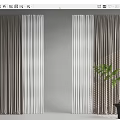 Double Layer Curtains with Dark Outer and White Sheer Inner in Elegant Indoor Setting 3d model