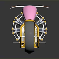 Custom Yellow Motorcycle Featuring Pink Seat Silver Wheels And Chrome Vintage Design