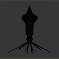 3D Rendered Black Squid with Bioluminescent Spots and Long Tentacles on Gray Gradient Background