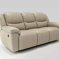 Modern Beige Leather Reclining Sofa Set With Three Seater And Single Chair