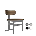 Modern Dining Chair With Leather Seat And Metal Frame In Brown Black Gray Colors