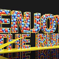 ENJOY THE RUN Photo Spot With Colorful Balls Golden Frame And Reflection