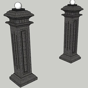 Stone gate post 3d model