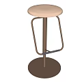 Modern Brown Bar Stools With Round Seat And Sturdy Metal Frame Design