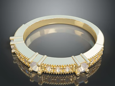 Elegant Gold Bracelet With Shiny Crystals And Decorative Geometric Details 3d model