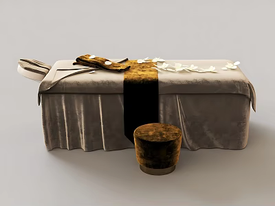 Luxurious Massage Bed With Soft Fabric Cover Flower Petals And Stool 3d model
