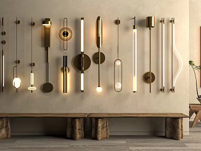 Stylish Modern Wall Lamps With Various Metal Designs For Decorative Indoor Lighting 3d model