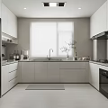 Modern Kitchen Design with White Cabinets Black Appliances Window Sink and Countertop