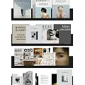 Various Fashion and Design Magazines Books Arranged on Modern Metal Shelf