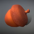 Orange Textured Acorn 3D Render With Shiny Surface And Detailed Cap 3d model