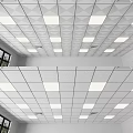 Modern Ceiling Design With Grid Pattern Recessed Lights And Acoustic Tiles 3d model