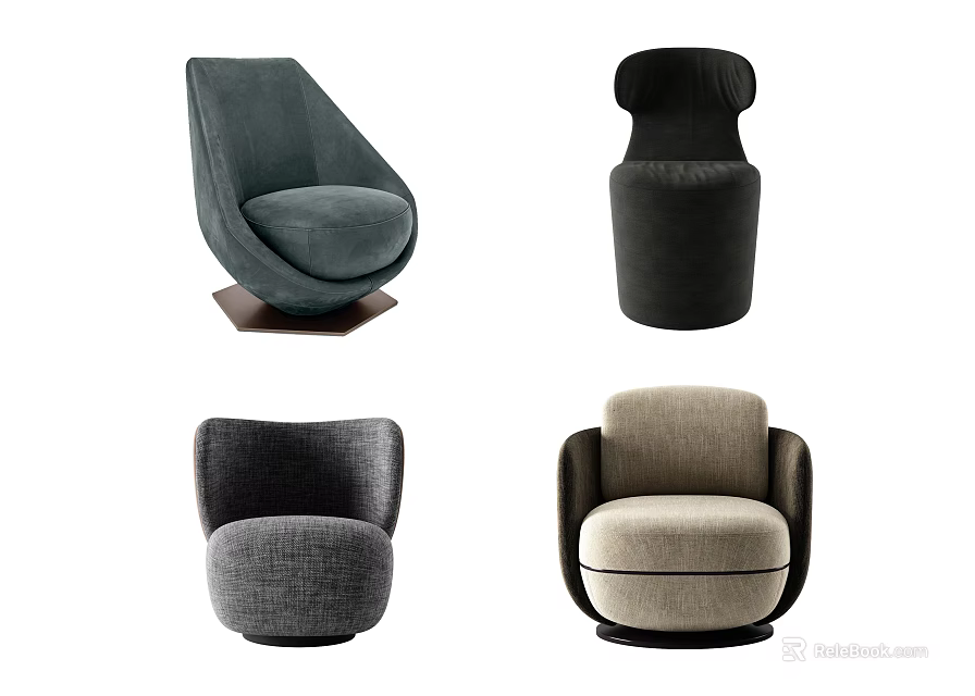 Modern Single Sofa Collection With Multicolor Fabric Upholstery And Minimalist Design 3d model