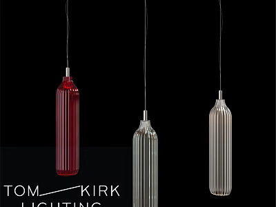 Tom Kirk Lighting Modern Pendant Lights With Striped Design In Red Silver And Clear 3d model