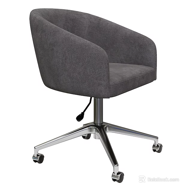 Gray Upholstered Single Sofa With Armrest And Metal Caster Base Modern Design Style 3d model 