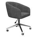 Gray Upholstered Single Sofa With Armrest And Metal Caster Base Modern Design Style