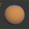 Glossy Orange Striped Sphere With Small Speckles And Reflection On Dark Background 3d model