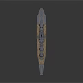 Battleship Warship With Gray Hull Brown Bottom Main Turrets And Superstructure