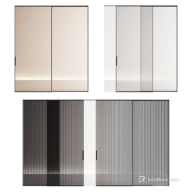 Modern Security Door Design With Beige White Black Gray Striped Patterns 3d model 