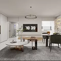 Modern Living Dining Room Interior Design With Sofa Coffee Table Dining Table And Plants