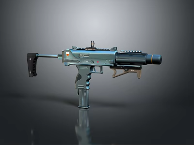 Modern Tactical Submachine Gun With Black Finish Scope Barrel And Ergonomic Grip Design 3d model