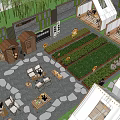Scenic Camping Site With Tents Outdoor Seating Stone Pathways And Garden Beds