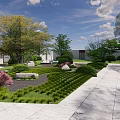 Serene Garden Landscape With Winding Paths Layered Greenery And Varied Vegetation