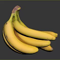 Fresh Yellow Bunch of Bananas with Sticker on Black Background and Reflection