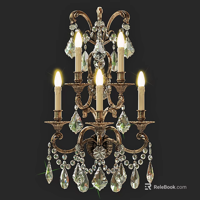 Elegant Crystal Chandelier With Candle Style Arms Ornate Metal Frame And Crystal Pendants 3d model 