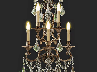 Elegant Crystal Chandelier With Candle Style Arms Ornate Metal Frame And Crystal Pendants 3d model