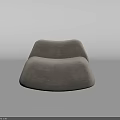Modern Gray Single Seater Sofa With Soft Fabric Rounded Design Dark Wooden Base 3d model