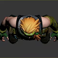 Stylized 3D Female Character With Orange Braided Hair Green Utility Outfit And Wrist Guards
