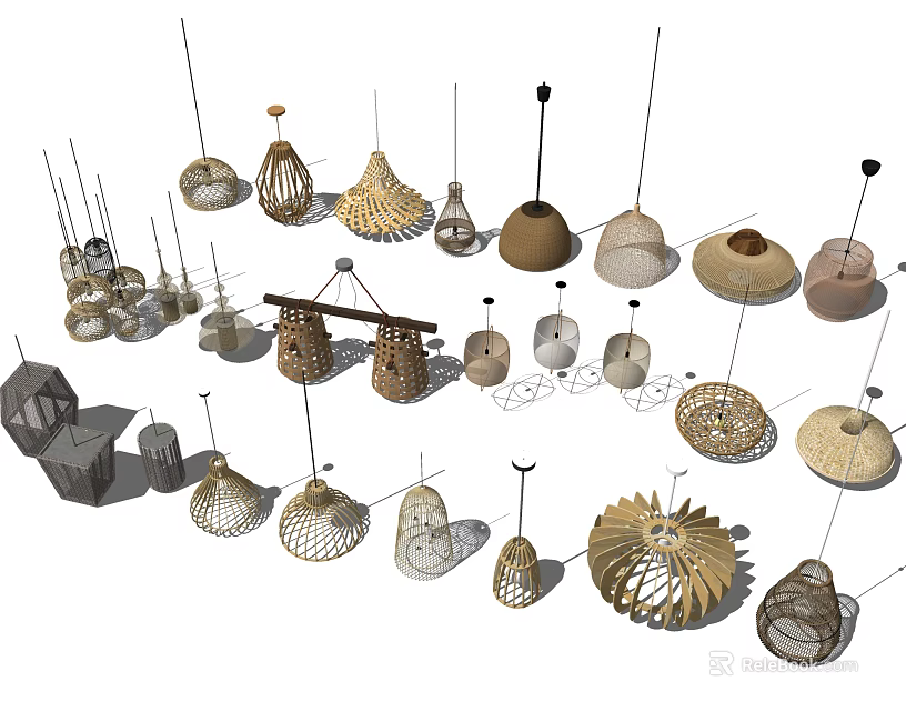 Various Stylish Chandeliers With Different Designs And Materials For Interior Decor 3d model 