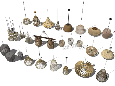 Various Stylish Chandeliers With Different Designs And Materials For Interior Decor 3d model
