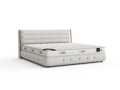 Upholstered Headboard Double Bed With Comfortable Spring Mattress And Modern Design 3d model